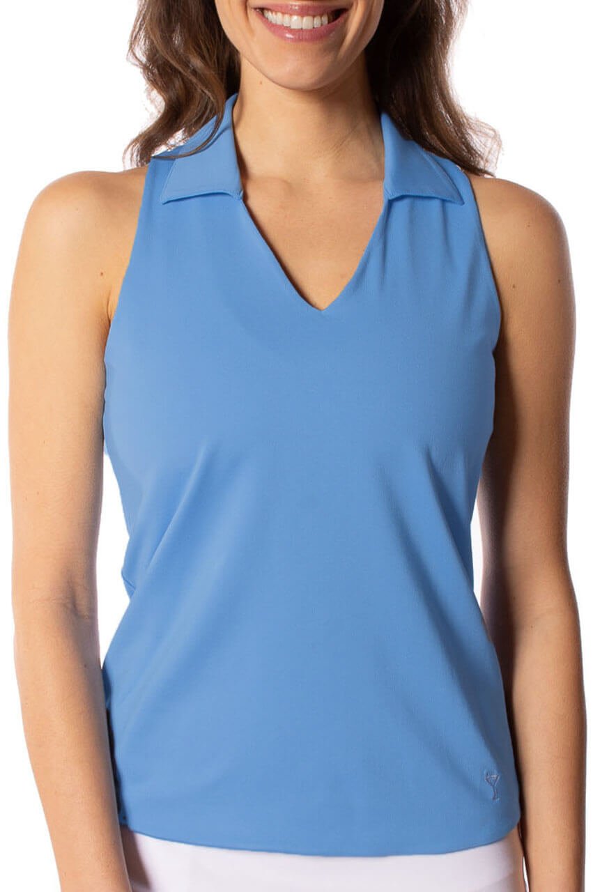 Zoo Blue Sleeveless Lisa Sport Polo - GolftiniTops